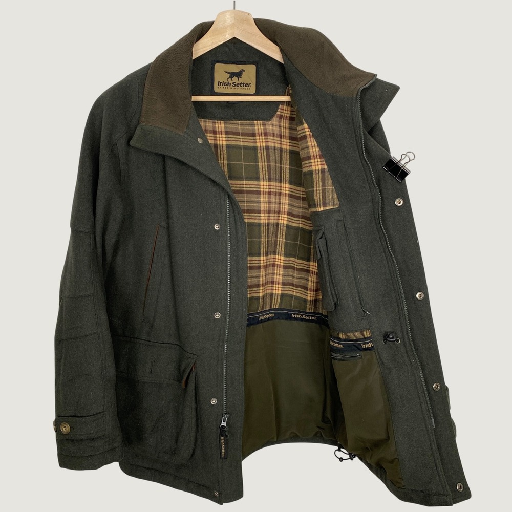 Irish Setter Red Wing Shoes Mens Green Wool Plaid Field Coat